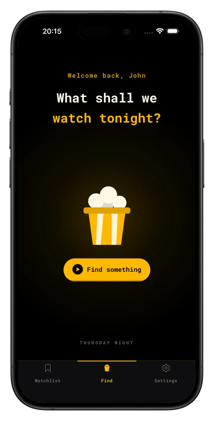 The Find and Watch home screen asking what shall we watch tonight